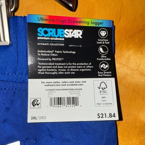 Blue Jogger Scrub Pants - Casual Elastic Waist - Picture 3 of 4